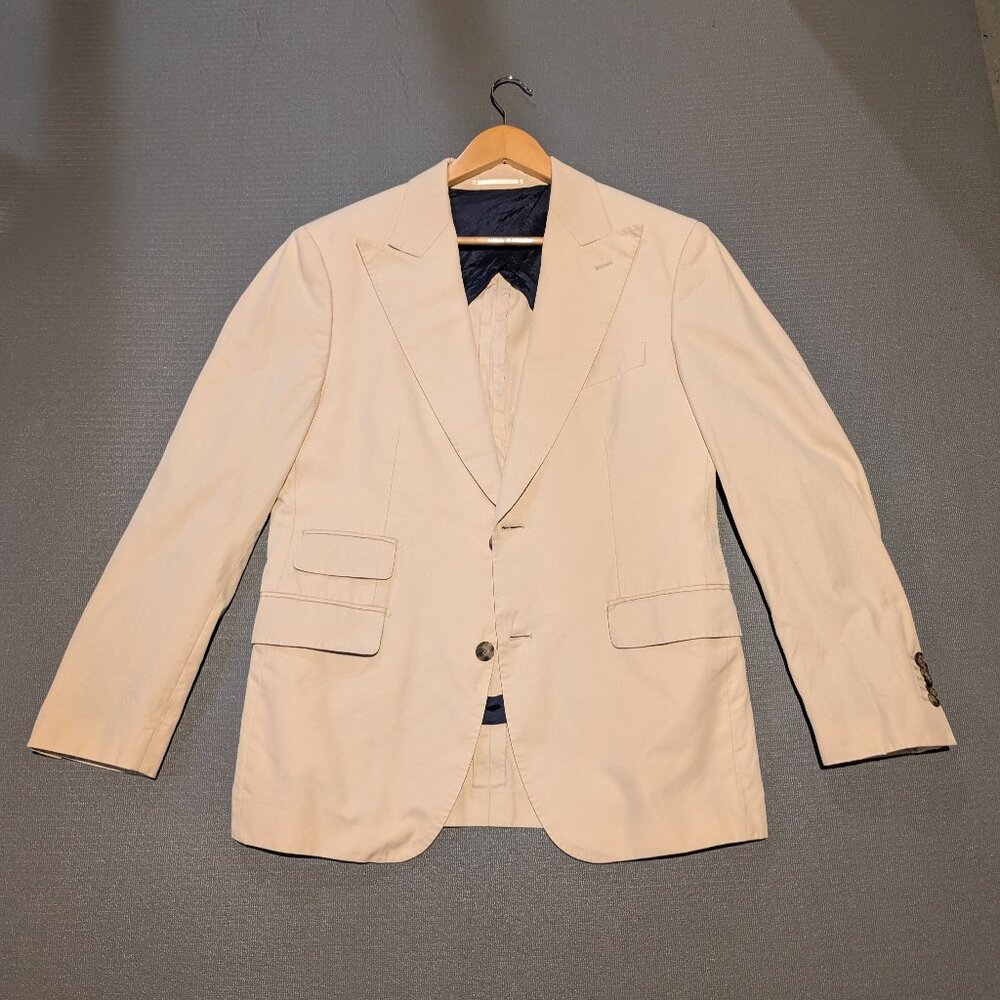 Peak lapel unstructured cotton blazer/sport coat (cream)